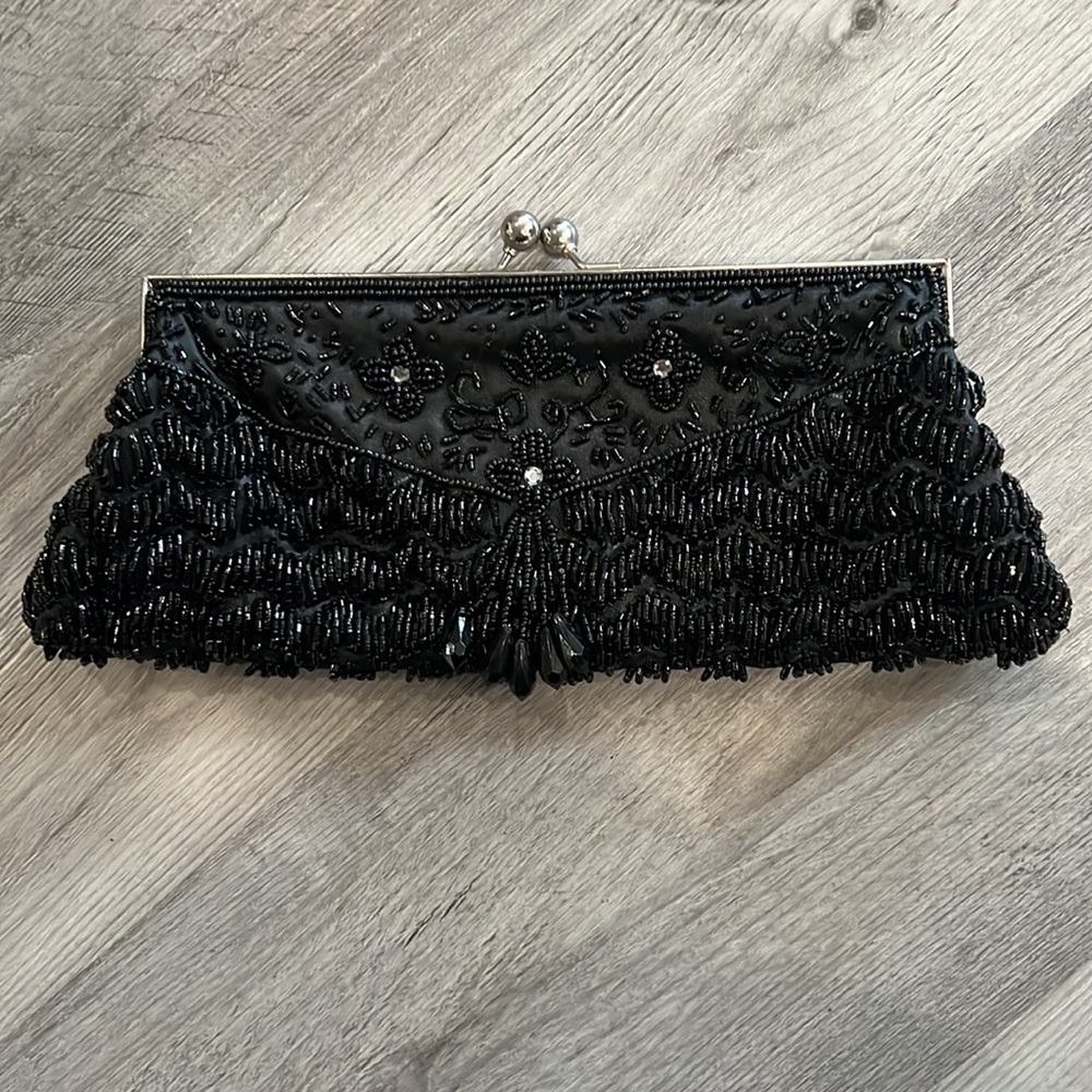 Vintage beaded purse w/chain shoulder strap, EUC - Picture 2 of 6